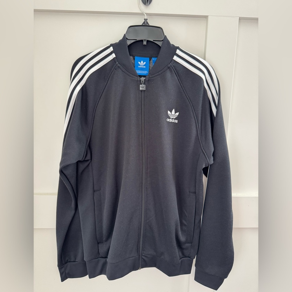 Adidas Men's zip up Jacket with White Stripes